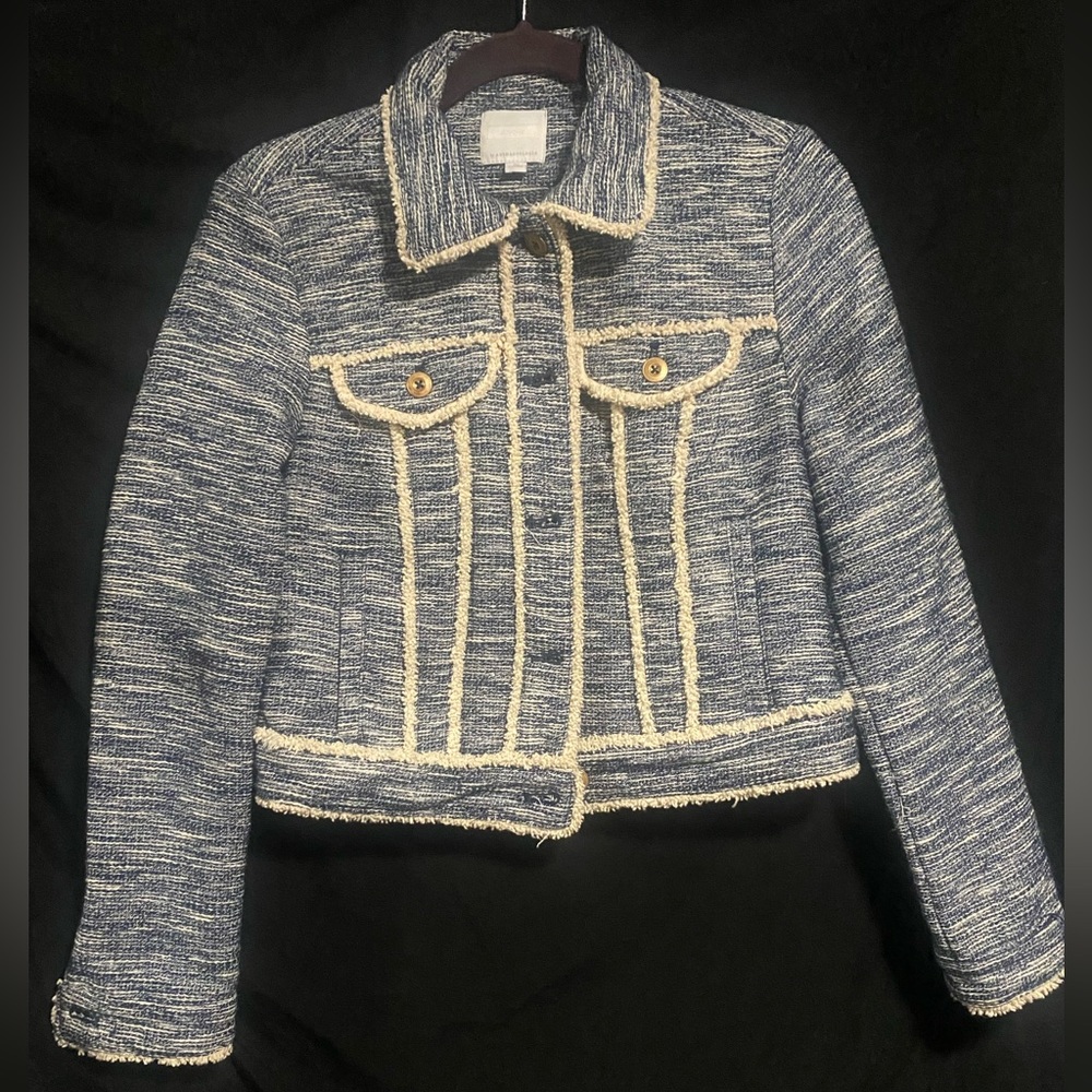 Ett:twa by Anthropologie Tweed trucker jacker sz. XS